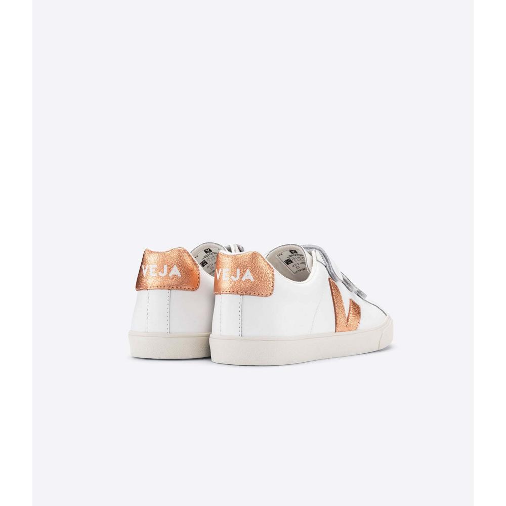 Αθλητικά Παπούτσια γυναικεια Veja 3-LOCK LEATHER White/Orange | GR 604UZG